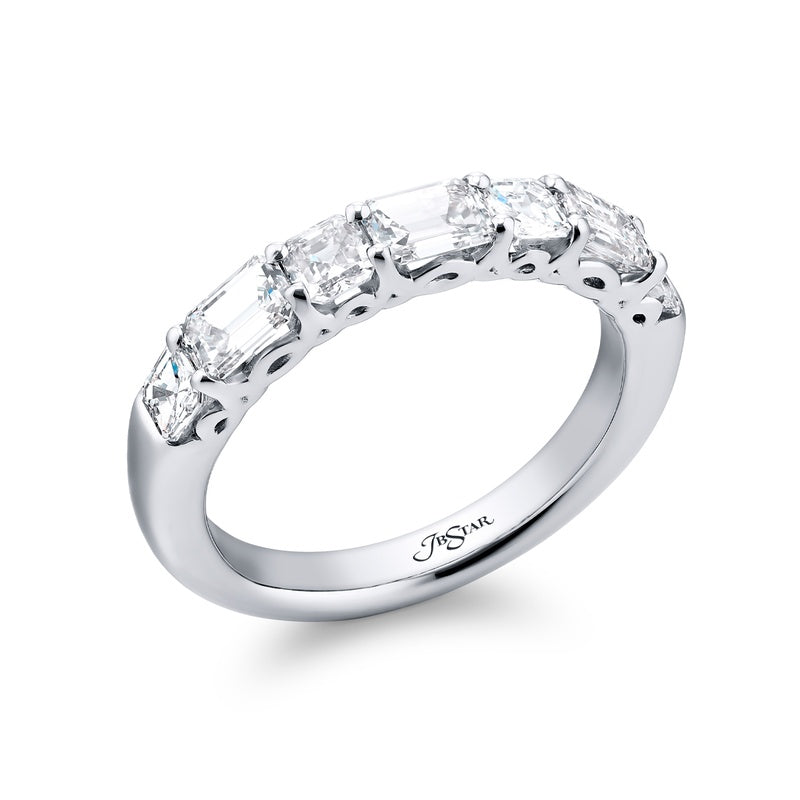 Platinum Square Emerald-Cut Diamond East-West Band