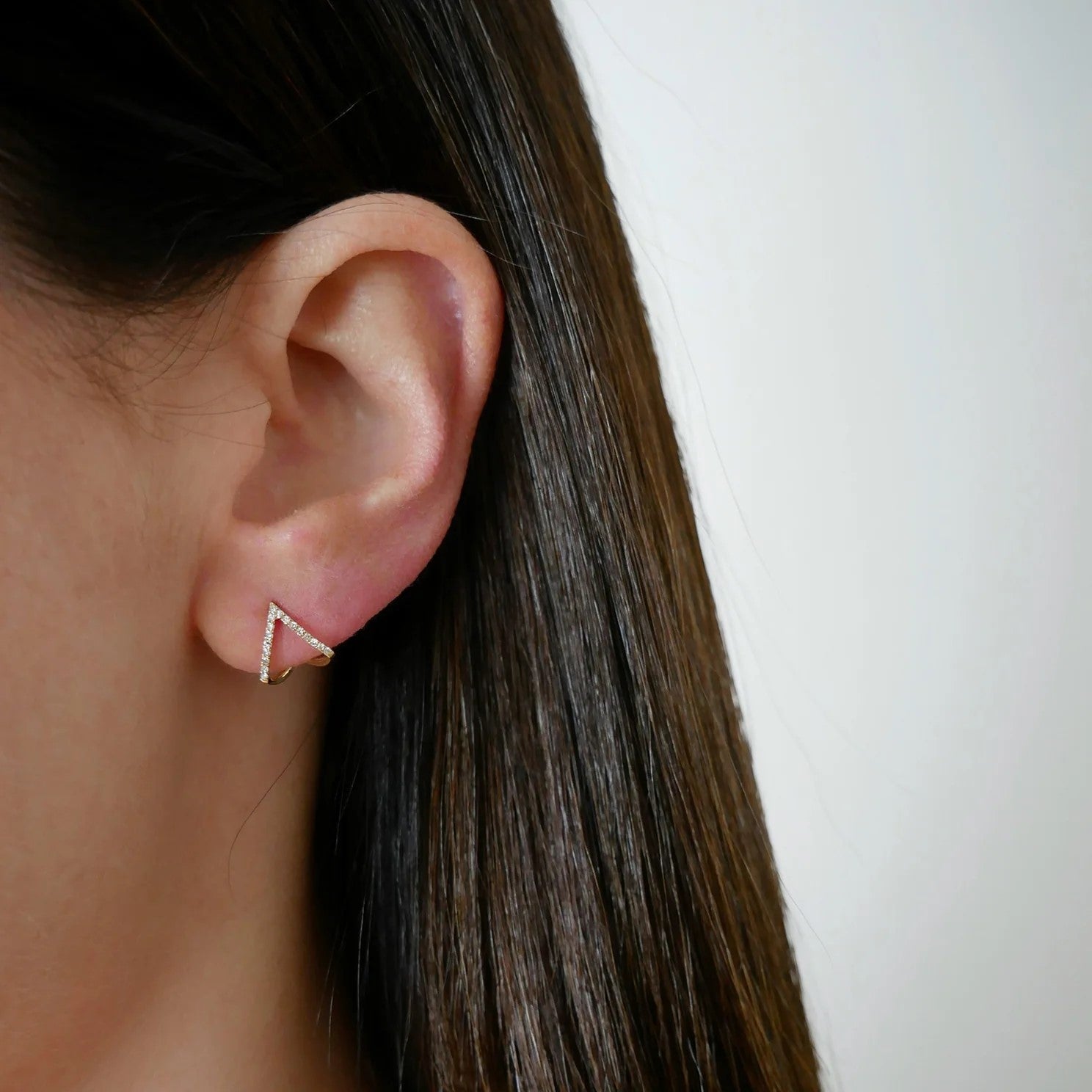 Diamond Chevron Huggie Earrings