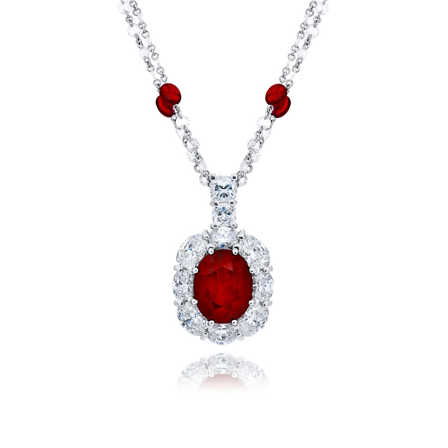 Platinum Oval Ruby Certified Pendant