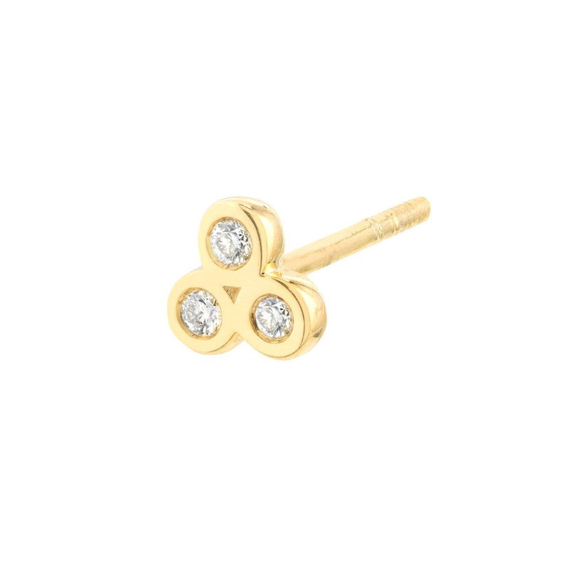 Single Diamond Trinity Stud Earring