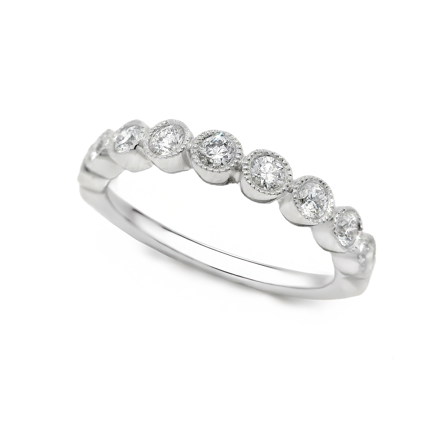 Milgrain Bezeled 2.5mm Round Diamond Anniversary Band
