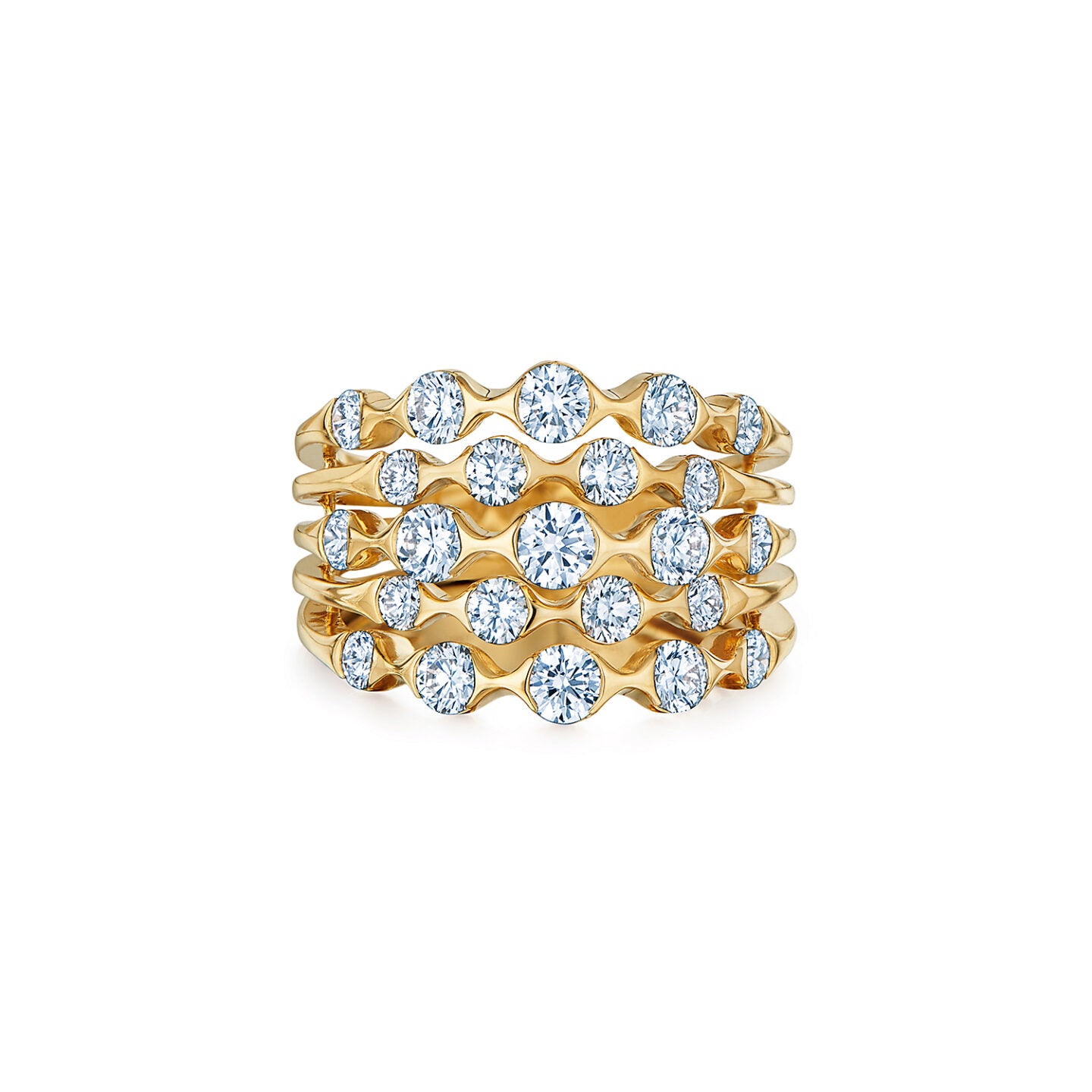 Zen Five-Row Ring with Diamonds
