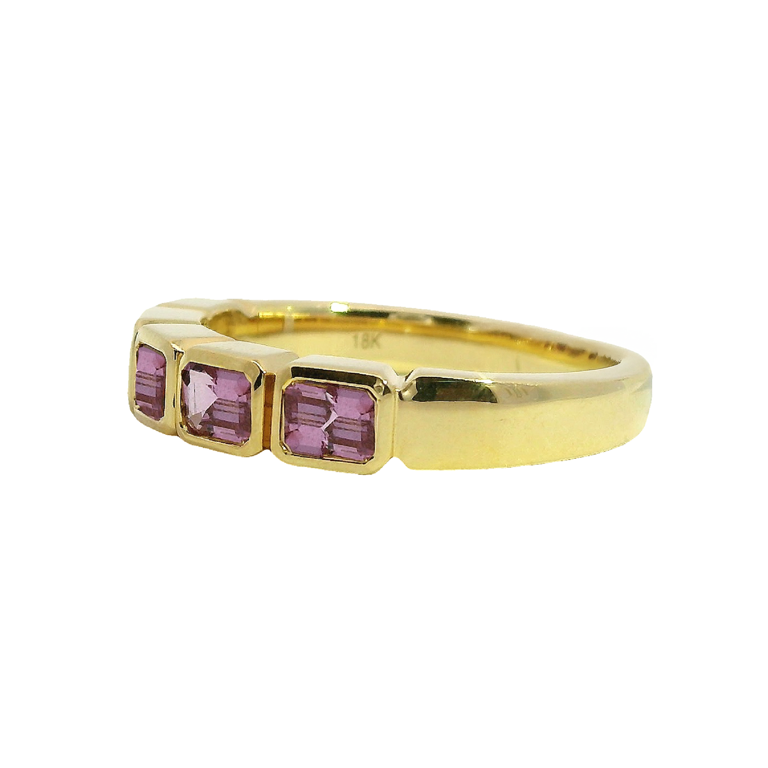 East-West Bezel Emerald Cut Pink Sapphire Half-Band
