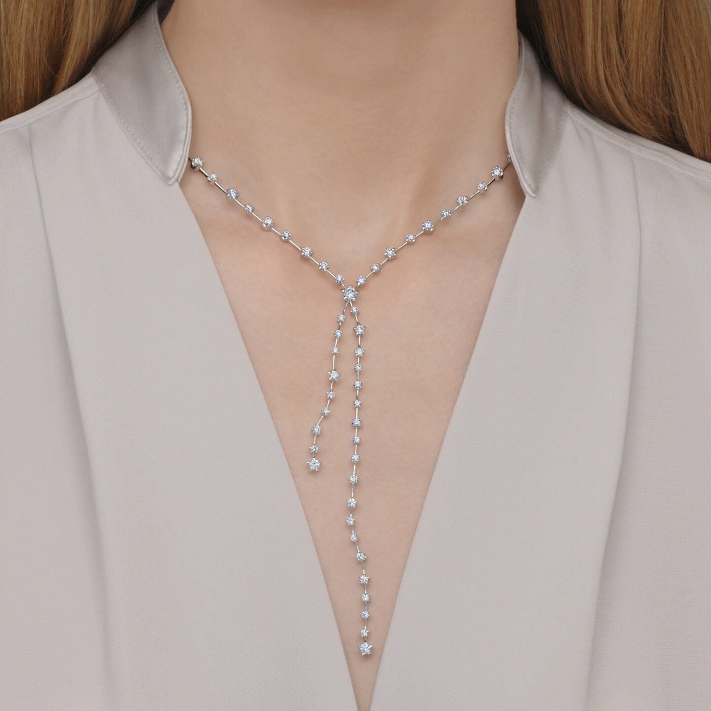 Lariat Necklace with Star-Set Diamonds