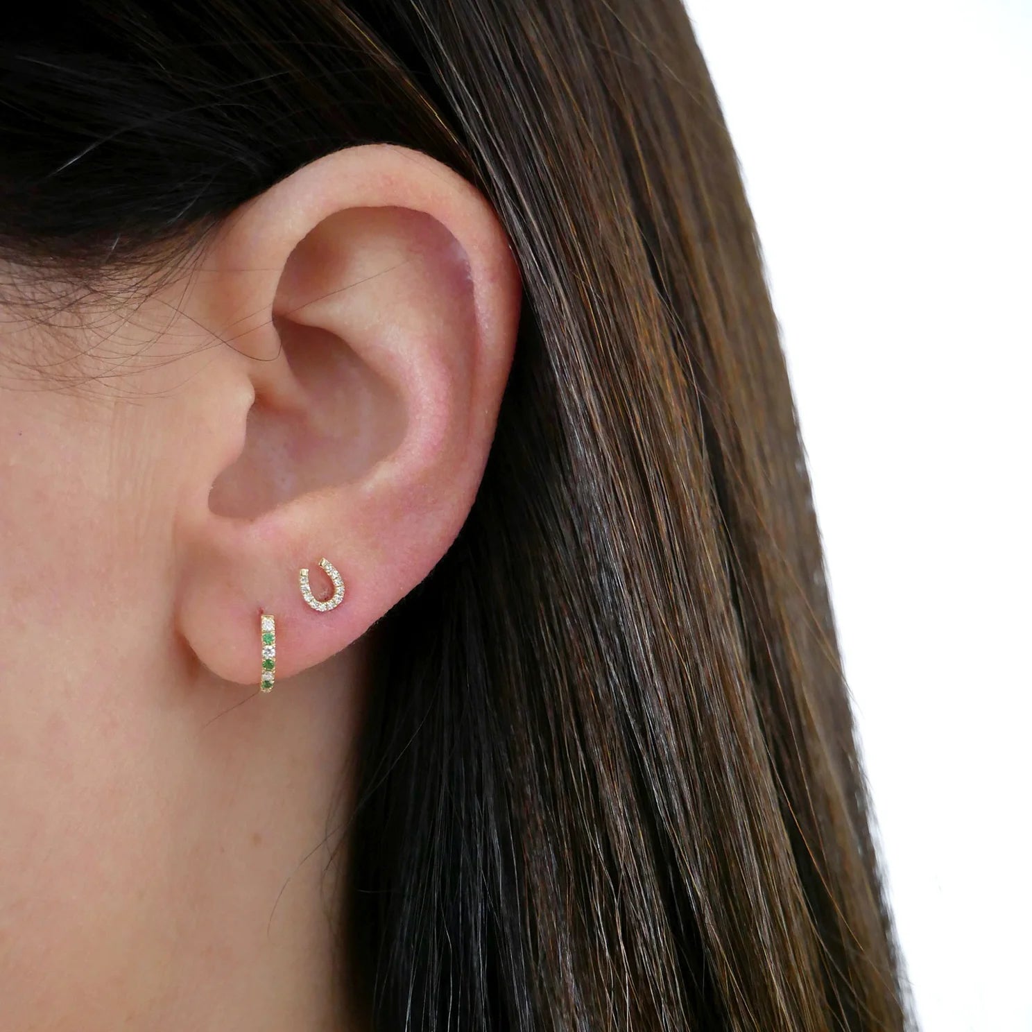 Diamond Mini Horseshoe Stud Earrings