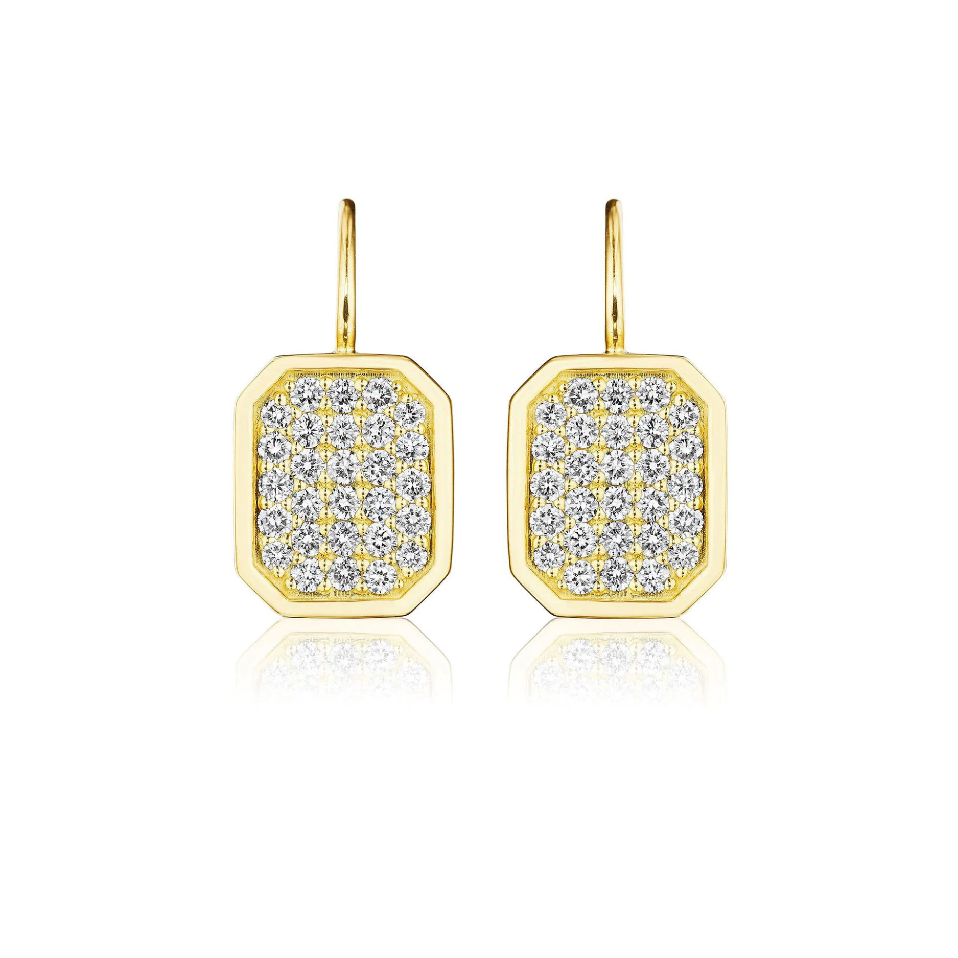 Emerald Shape Pavé Drop Earrings
