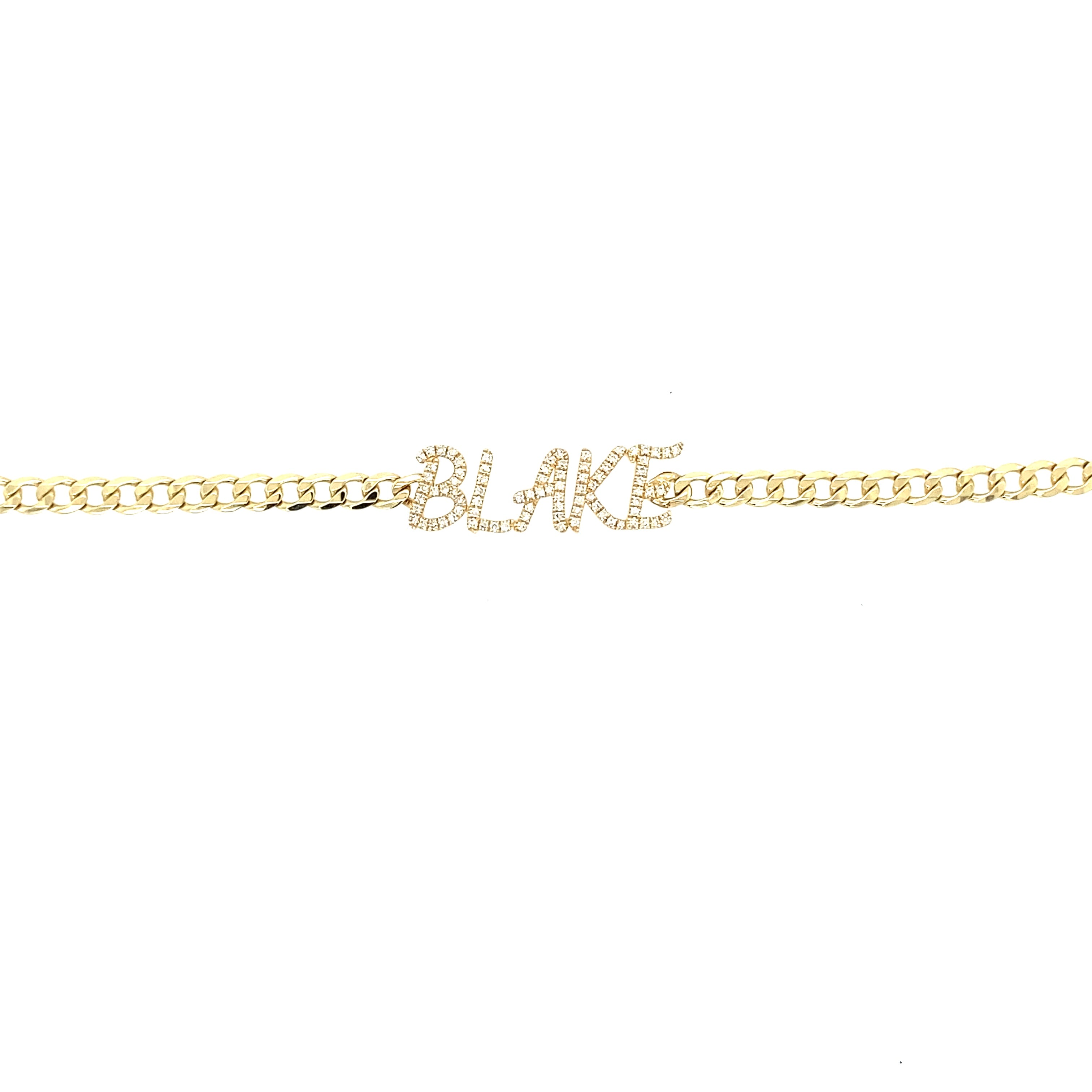"Blake" Diamond Script Curb Chain Bracelet