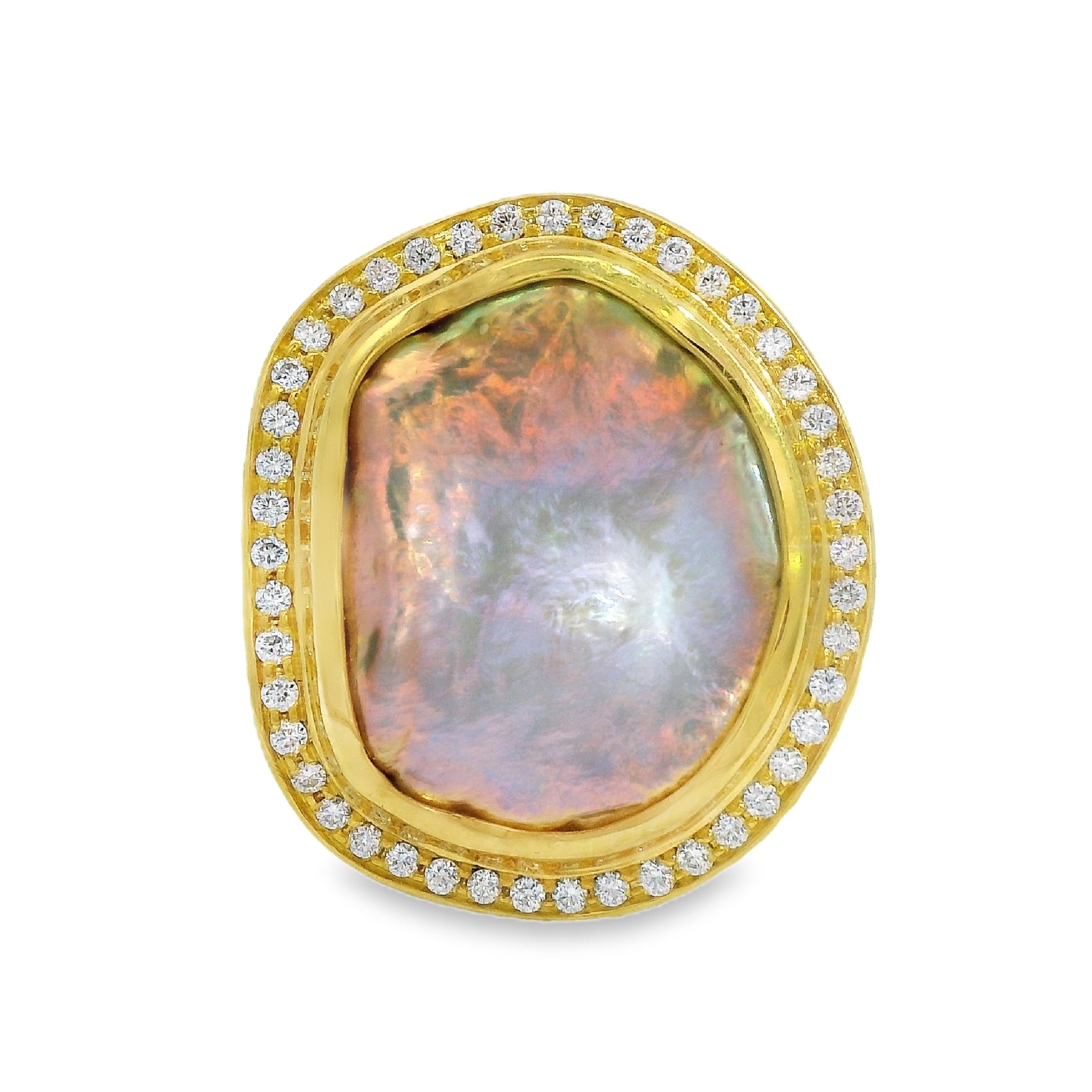 Bezeled Freshwater Pearl Ring