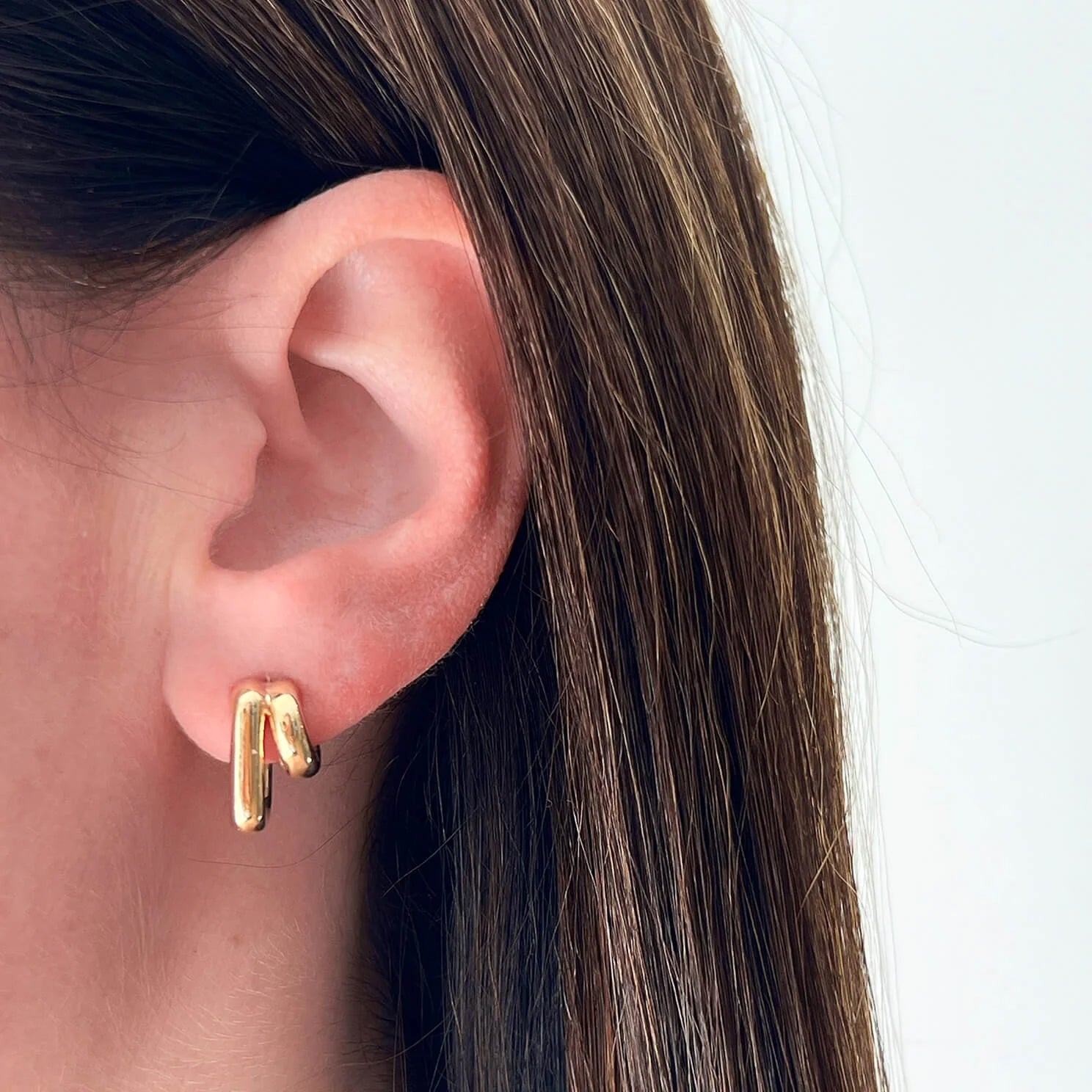 Double Gold Jumbo Huggie Earring