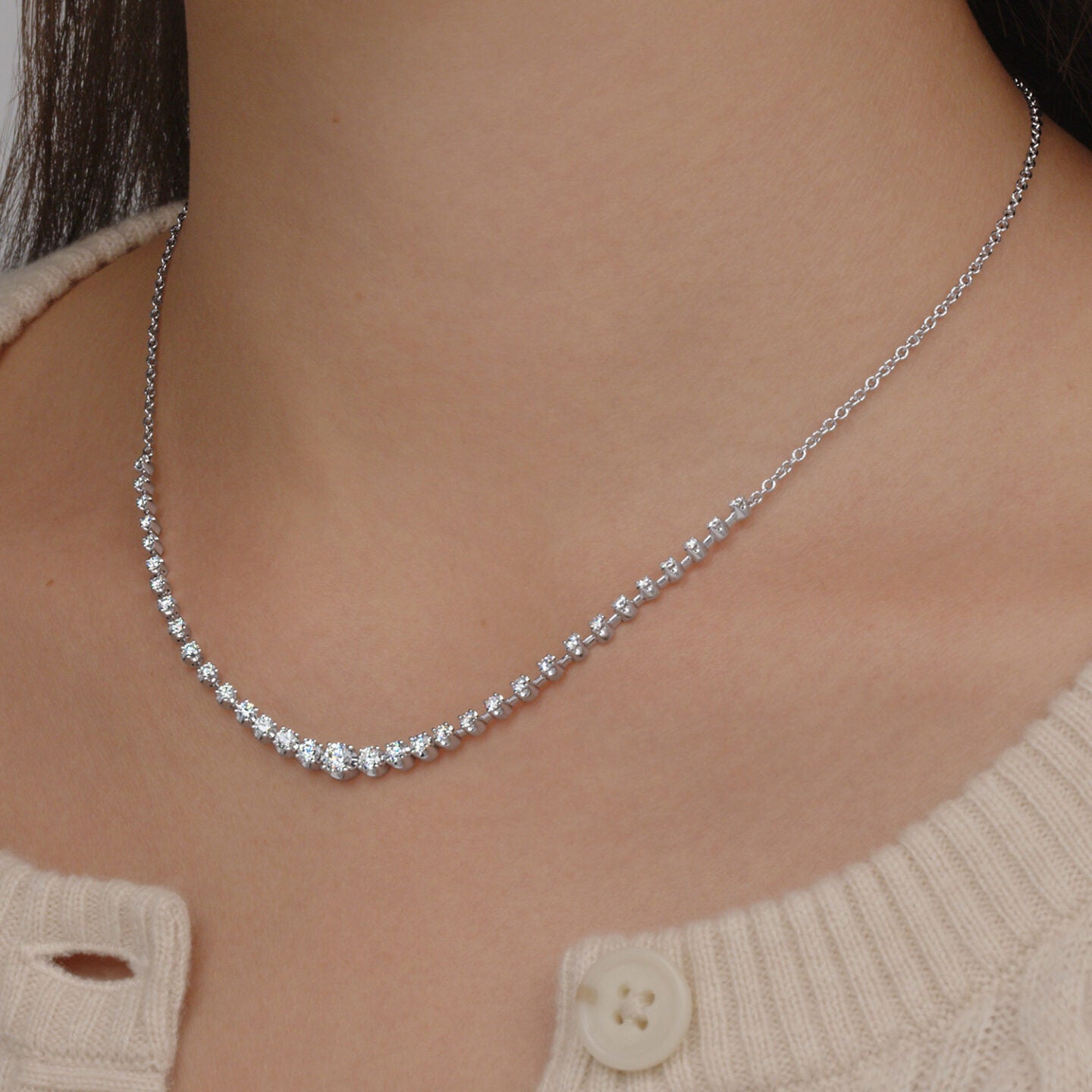 Starry Night Demi Line Necklace with Diamonds