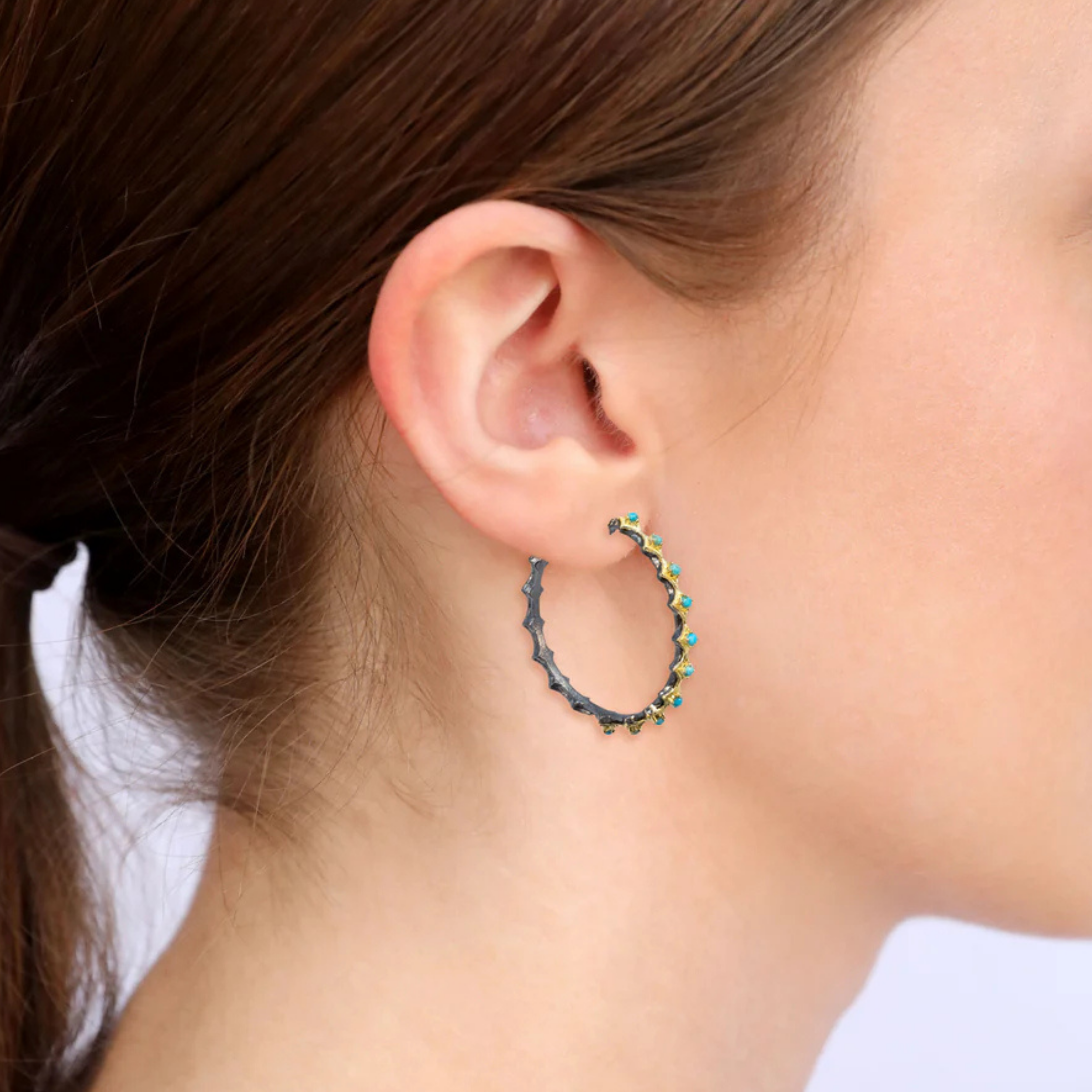 Turquoise Crivelli Hoop Earrings