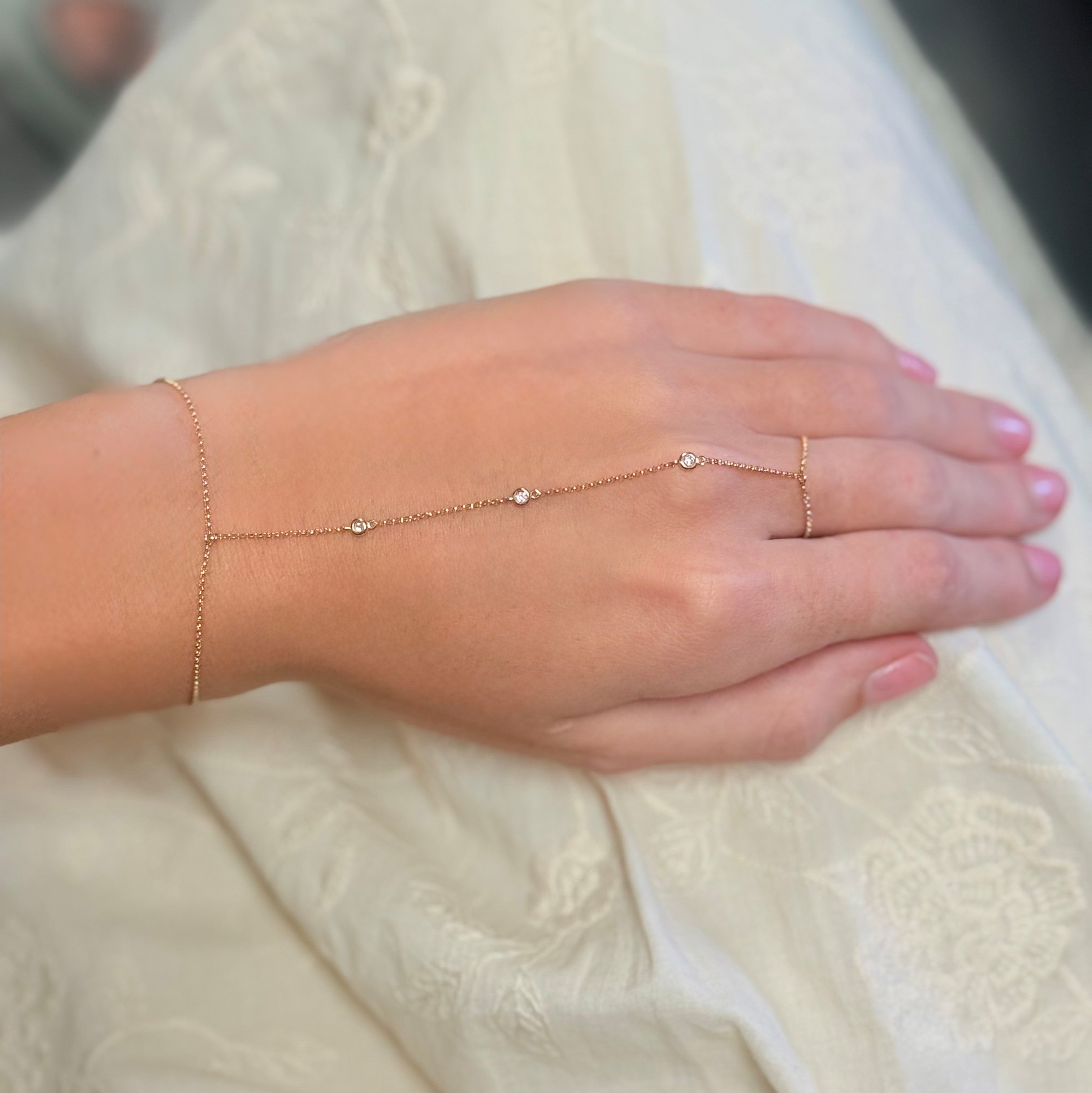 Bezeled Diamond Hand Chain