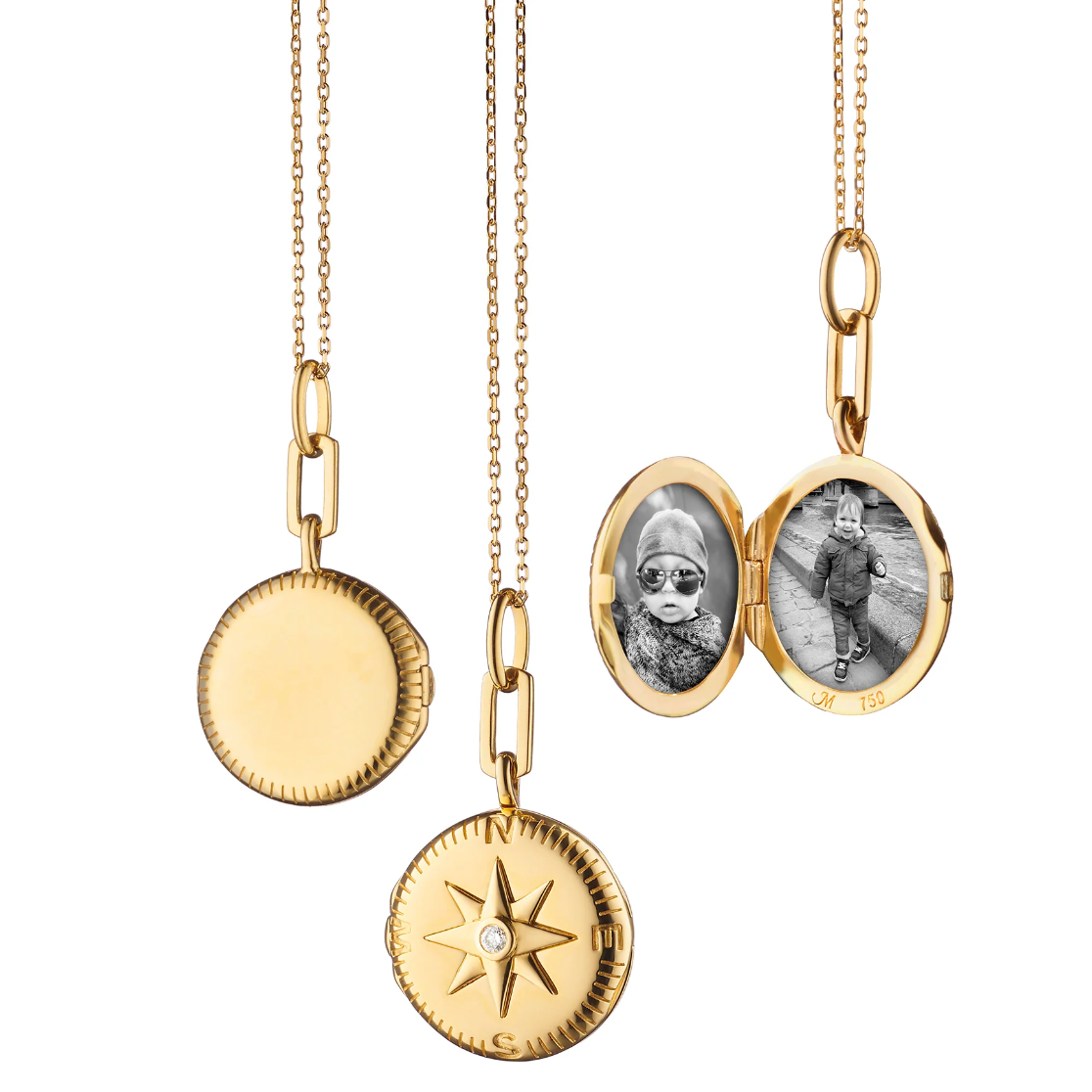 "Adventure" Compass Gold Locket Necklace