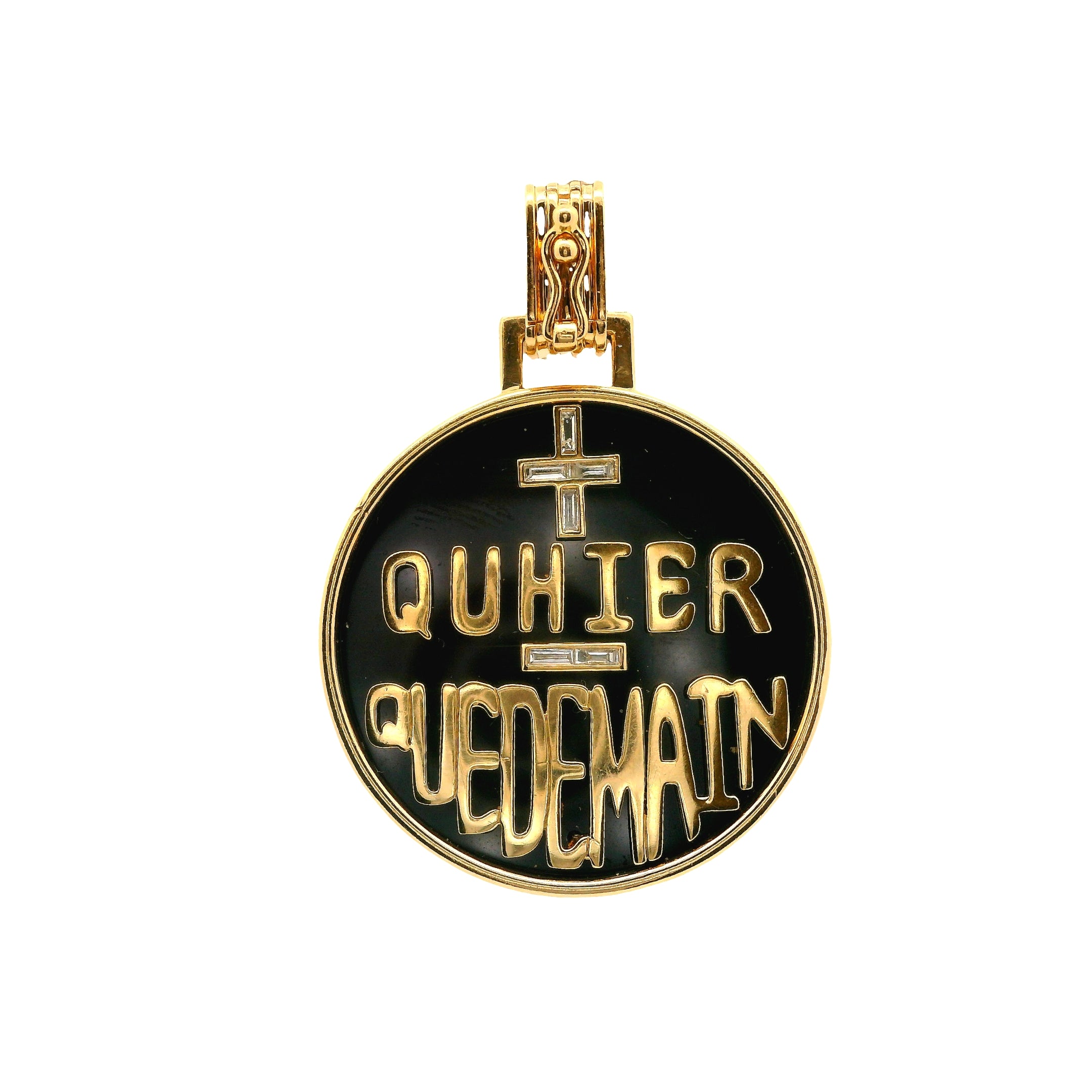 Grandsize +Qu'hier -Que Demain Pendant in Onyx