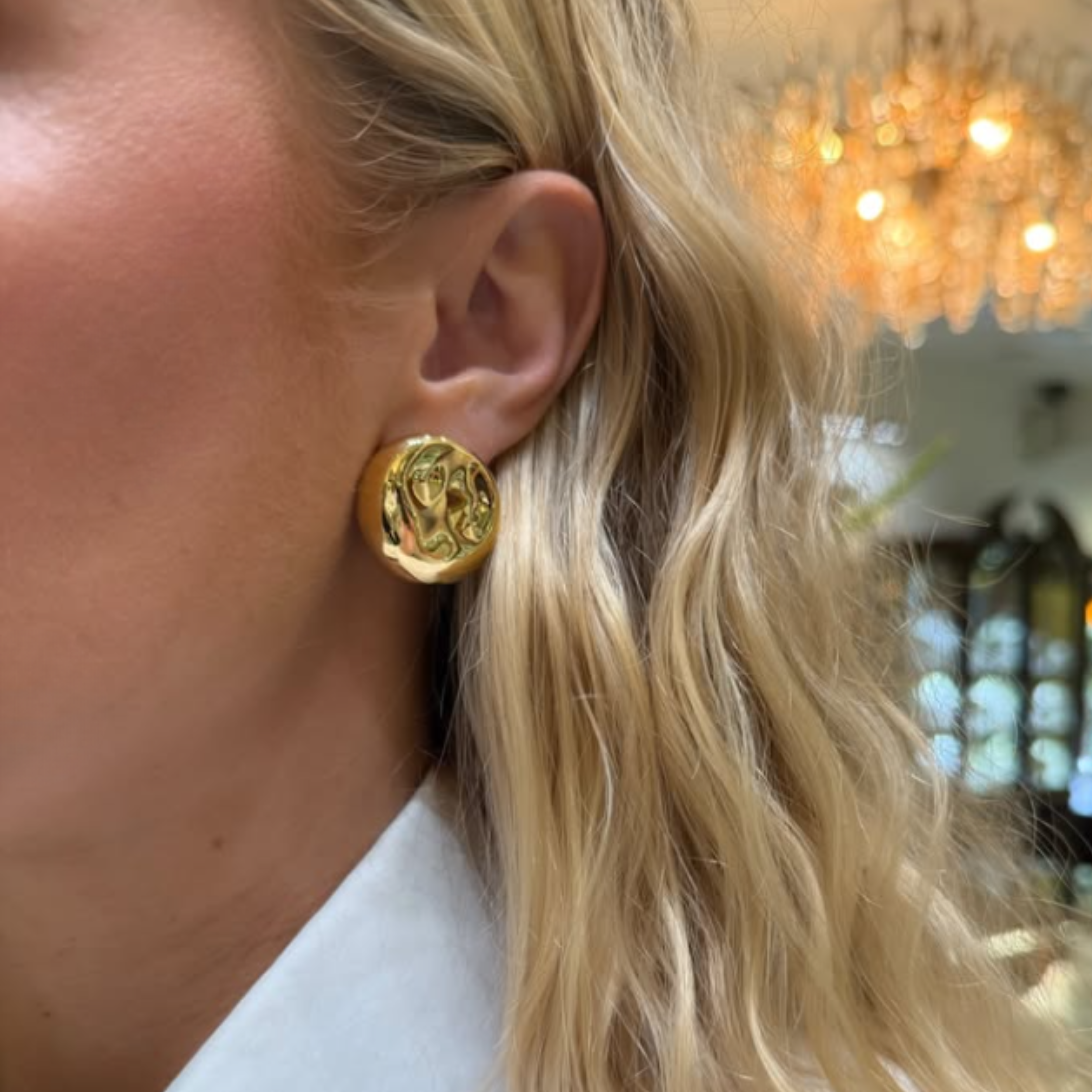 Textured Button Stud Earrings