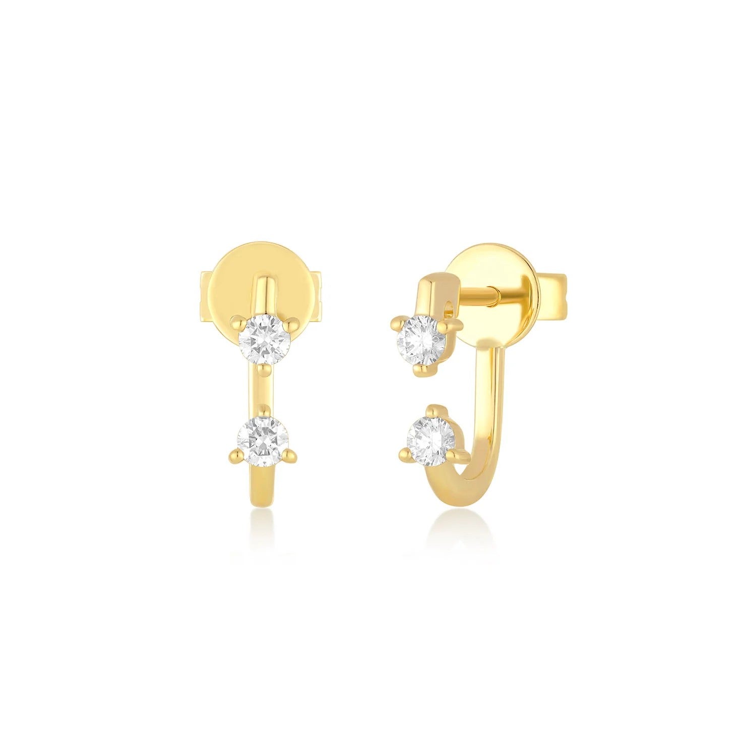 Double Prong Set Diamond Earring