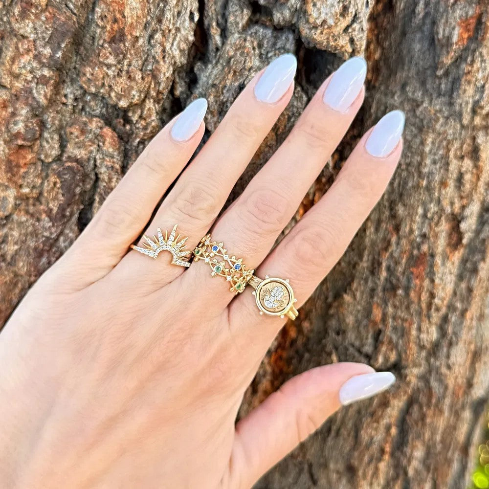 Emerald Evil Eye Diamond Band