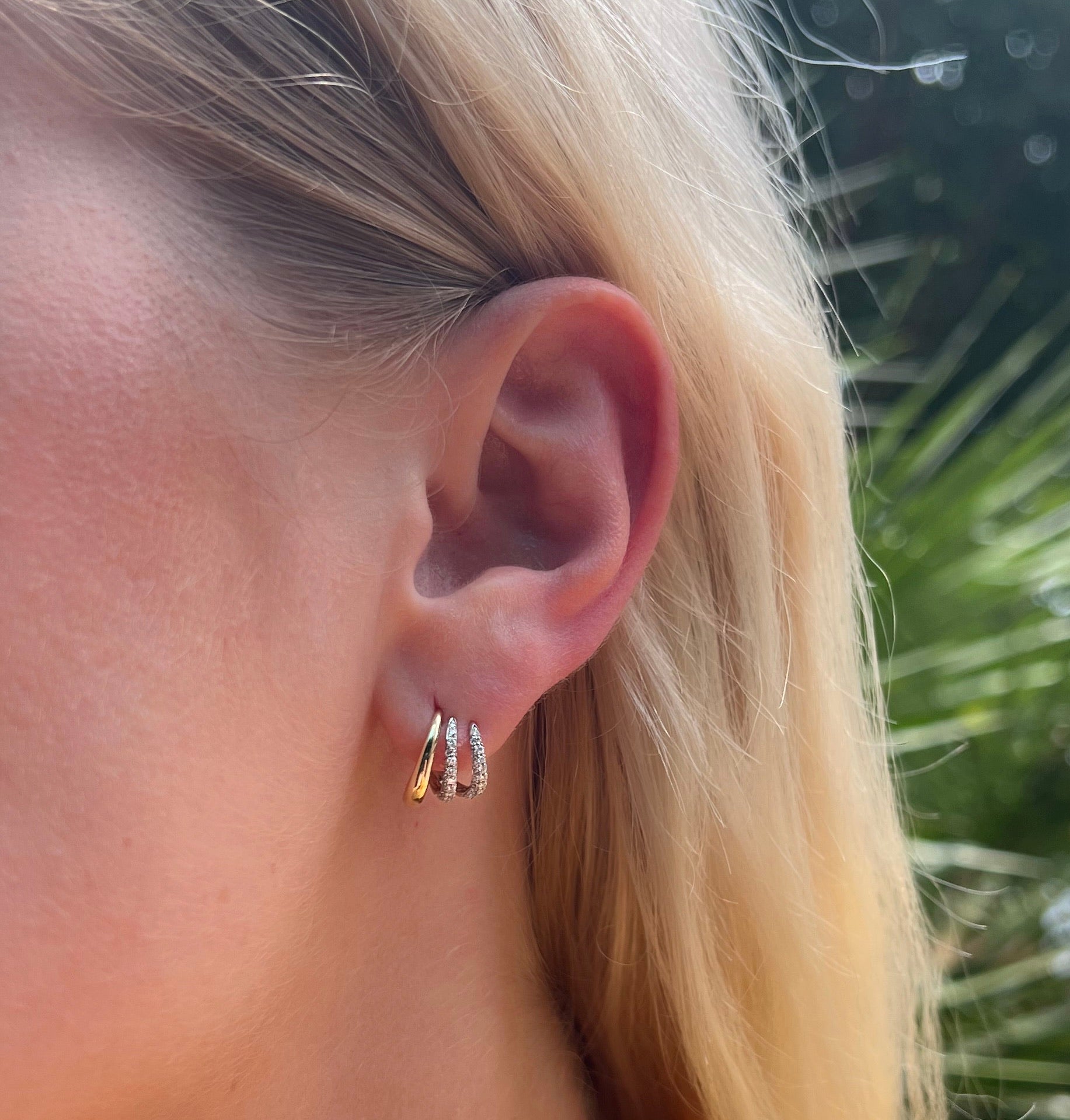Orbit Huggie Earrings with Diamonds
