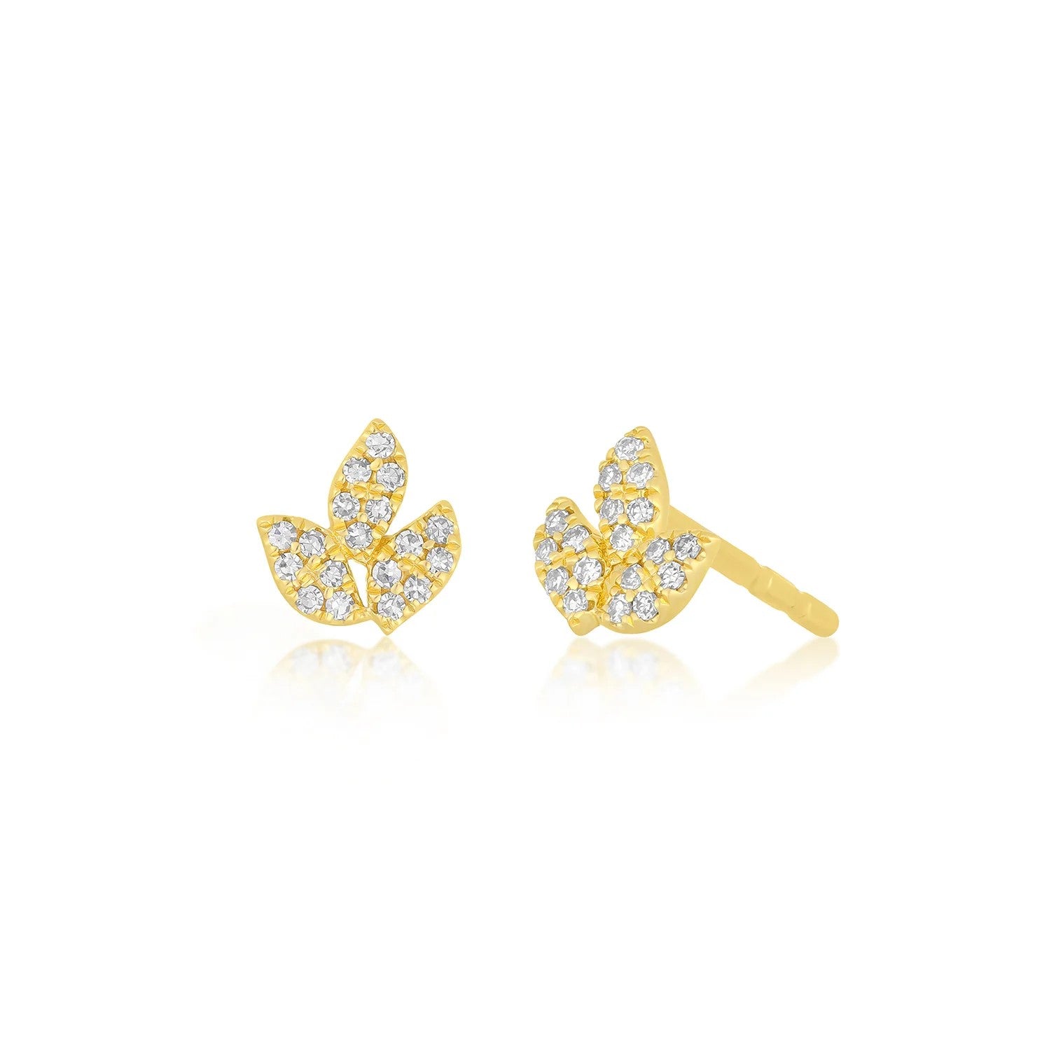 Pavé Diamond Leaf Stud Earrings