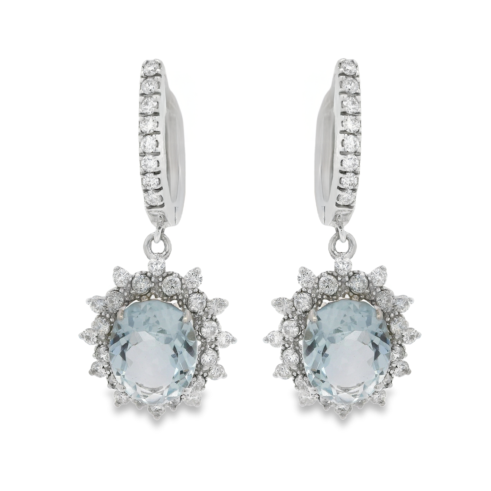 Aquamarine & Diamond Drop Earrings