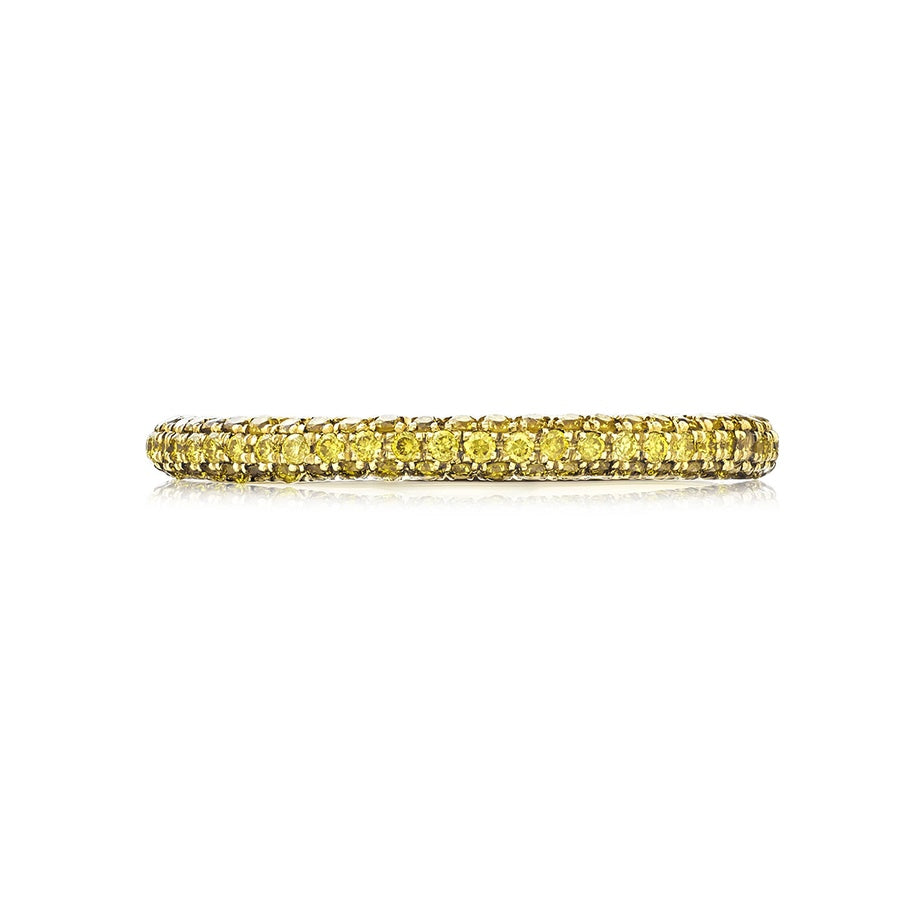 18K Yellow Gold Round Fancy Yellow Diamond Half-Set Micro Pave Band