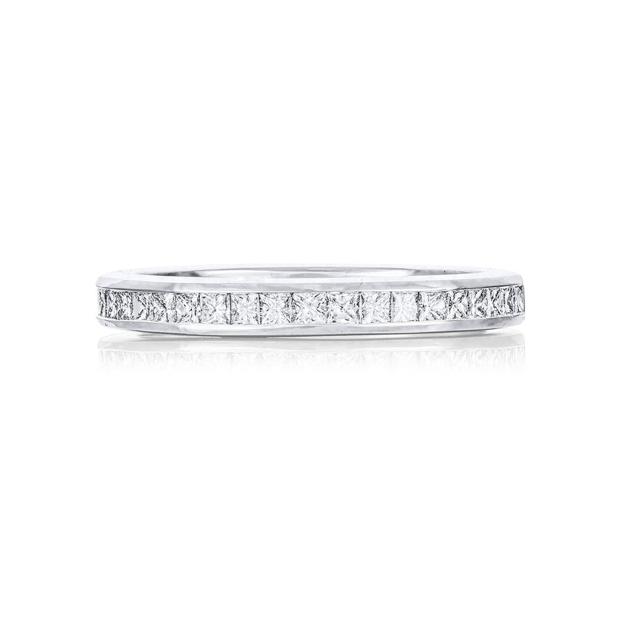 Elegance Elevated: Classic Single-Row Princess-Cut Diamond Wedding Band in Platinum