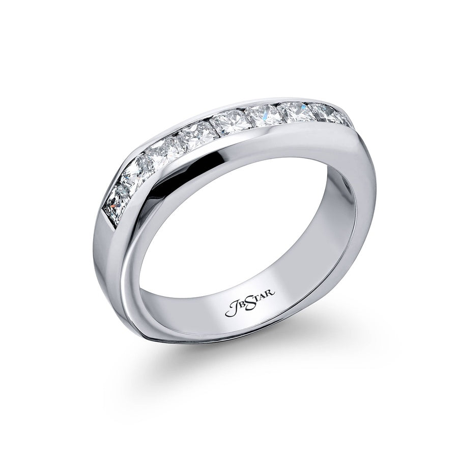 Platinum Radiant-Cut Diamond Single-Row Channel Set Men's Wedding Band