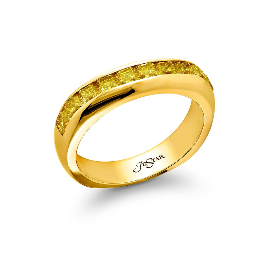 18K Yellow Gold Square Emerald-Cut Fancy Yellow Diamond Men's Ring