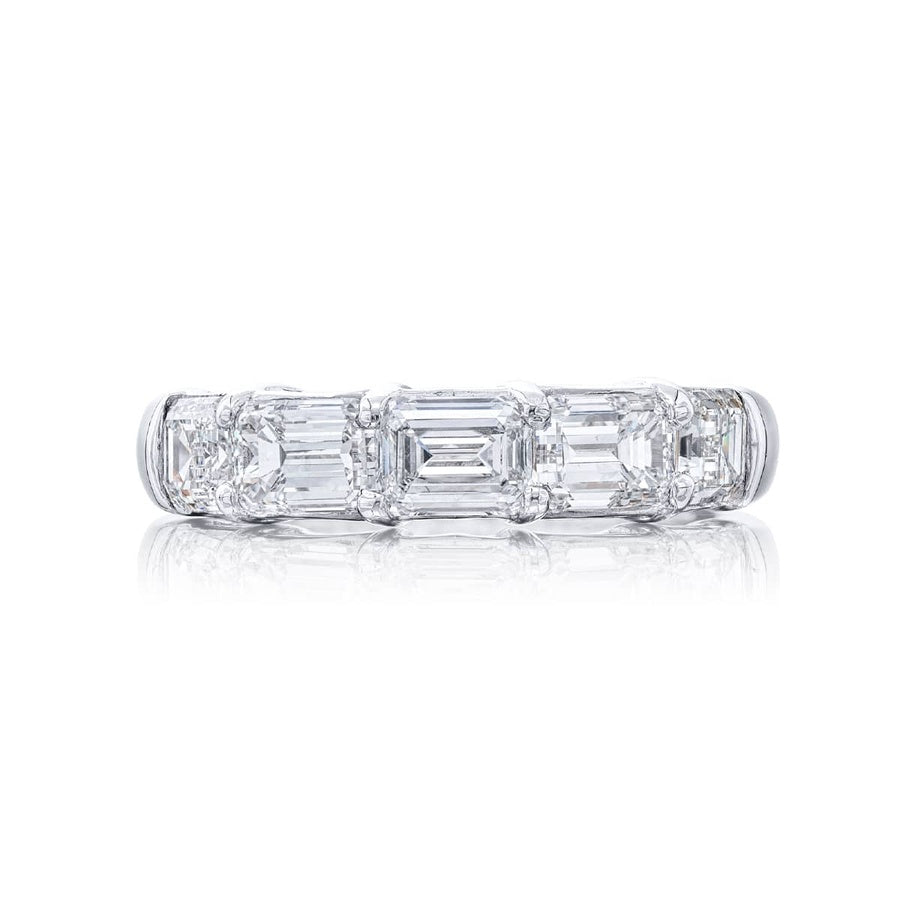 Platinum Emerald-Cut Diamond Single-Row East-West Band