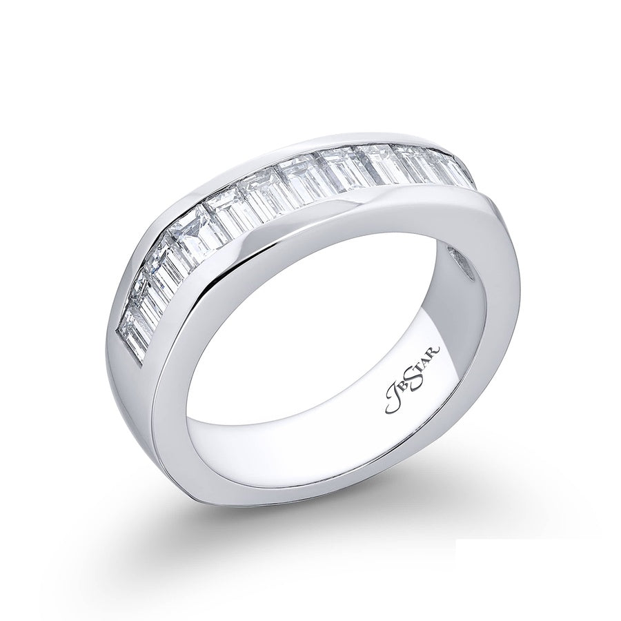 Platinum Straight Baguette Diamond Single-Row Channel Set Men's Wedding Band