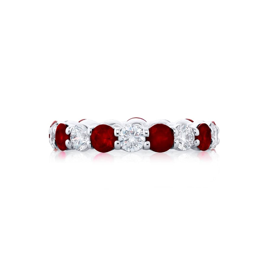 Platinum Round Ruby and Diamond Eternity Band