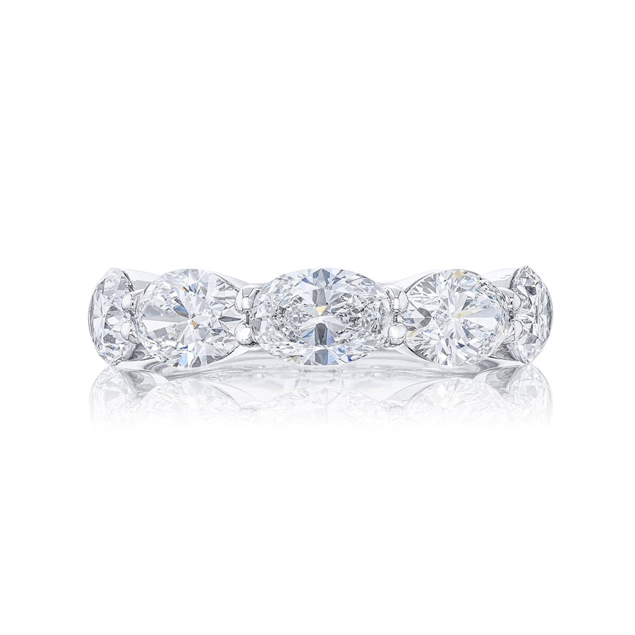 Platinum Oval Diamond Single-Row East-West Band