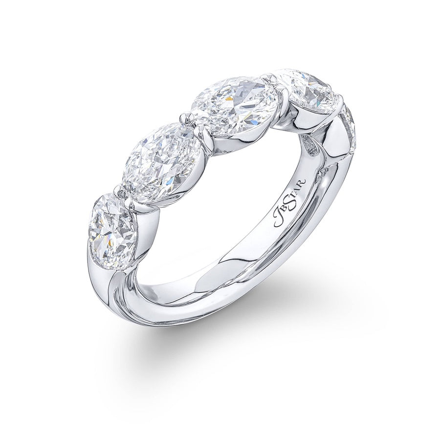 Platinum Oval Diamond Single-Row East-West Band