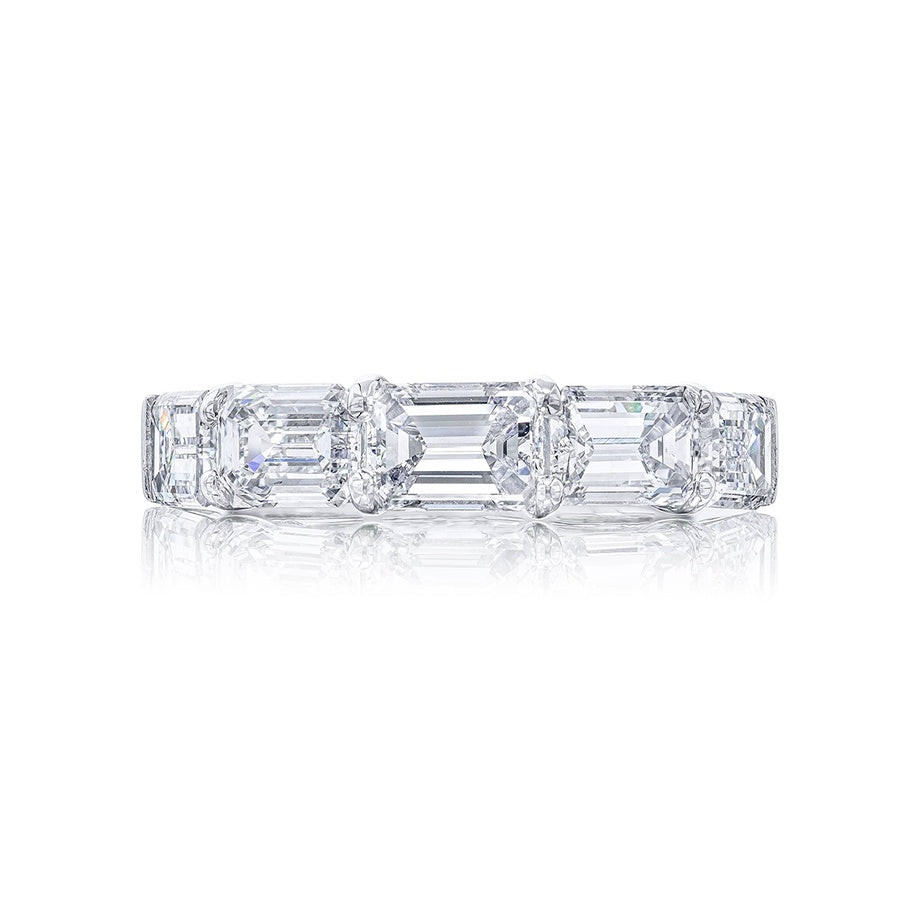 Platinum Emerald-Cut Diamond Single-Row East-West GIA Certified Band