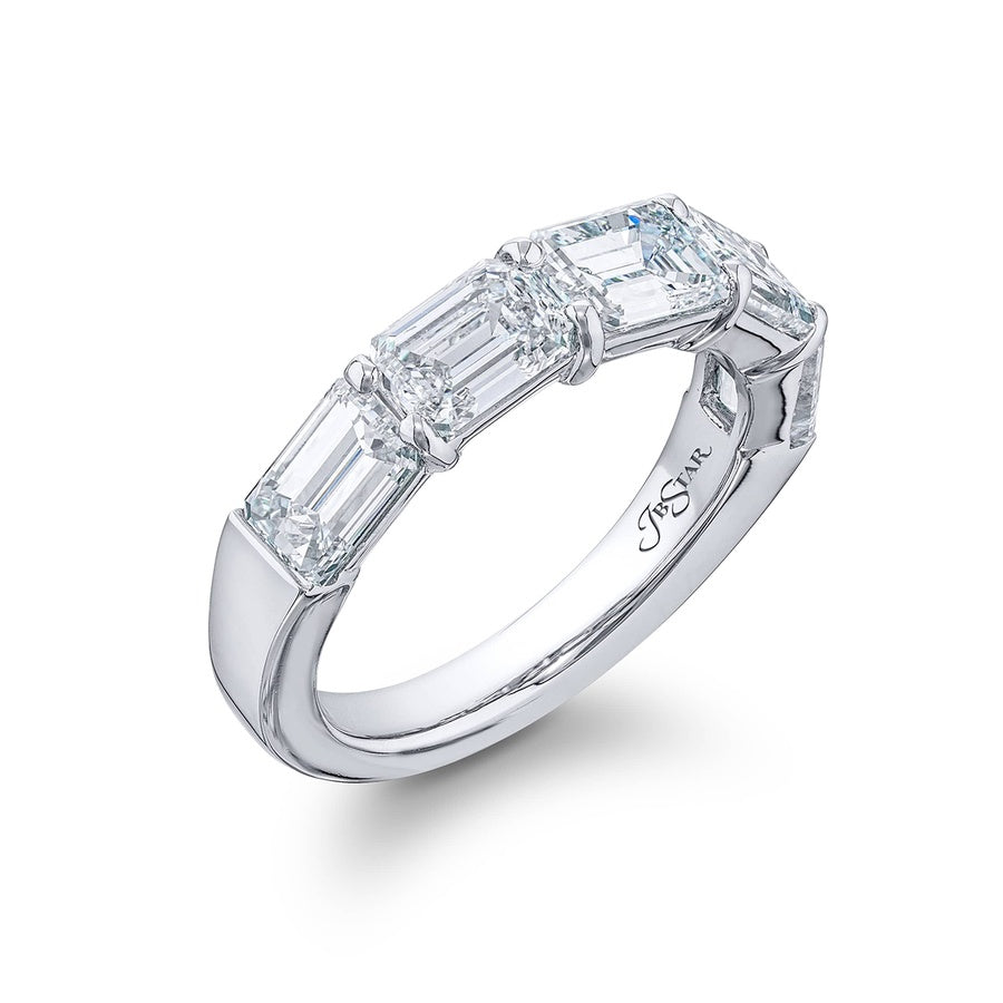 Platinum Emerald-Cut Diamond Single-Row East-West GIA Certified Band