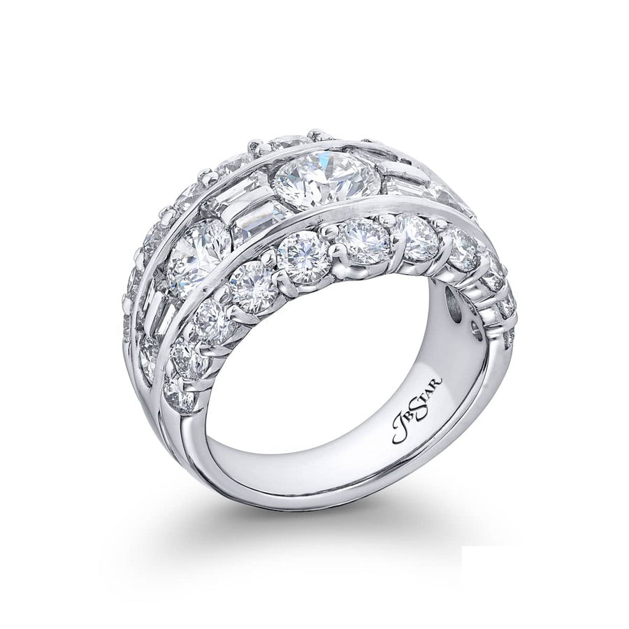 Platinum Trapezoid Diamond Three-Row Channel Set Band