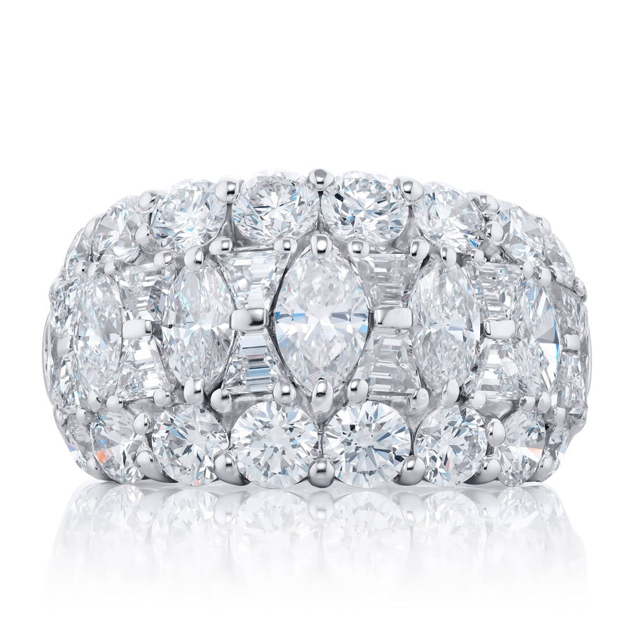 Platinum Marquise and Trapezoid Diamond Three-Row Band