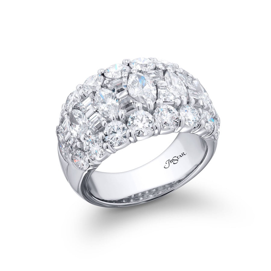 Platinum Marquise and Trapezoid Diamond Three-Row Band