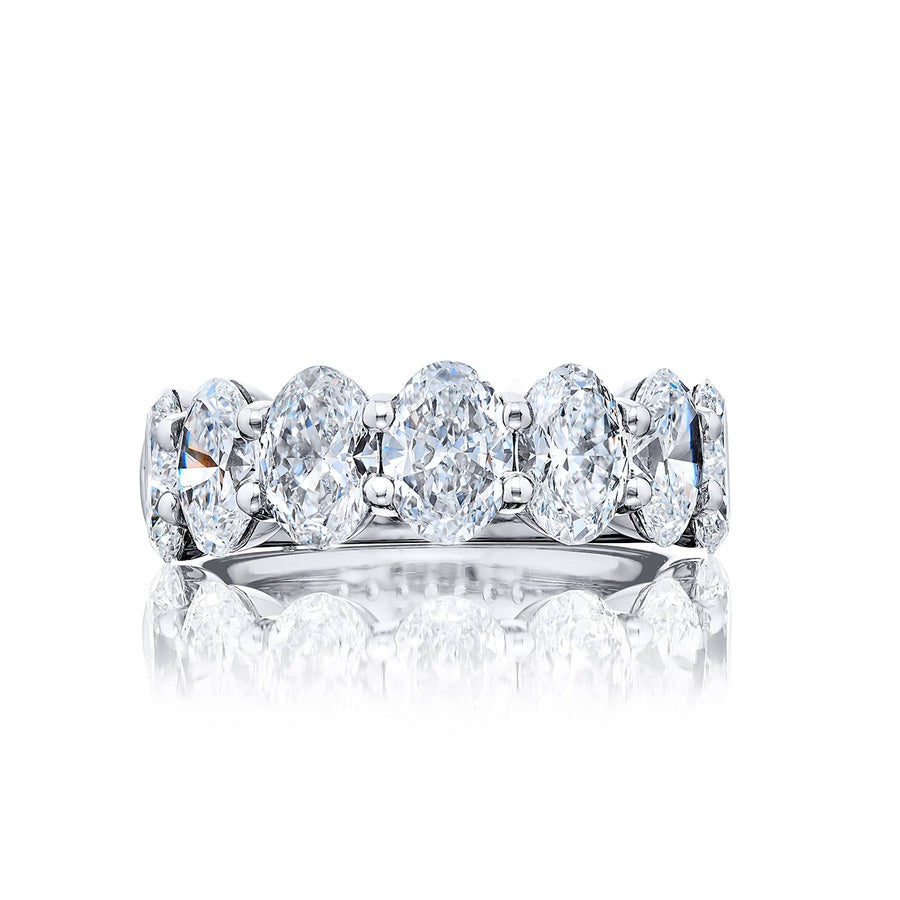 Platinum Oval Diamond Single-Row GIA Certified Band