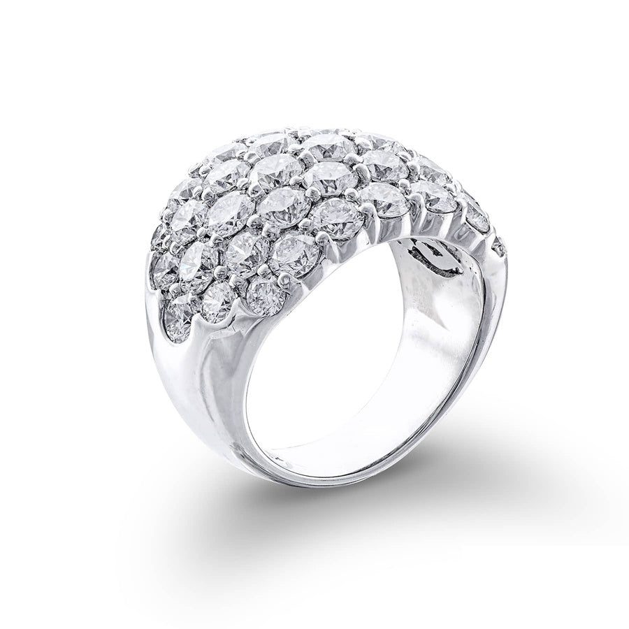Platinum Round Diamond Five-Row Band