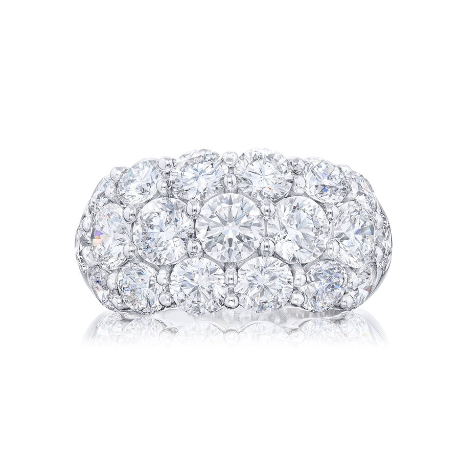Platinum Round Diamond Three-Row Band