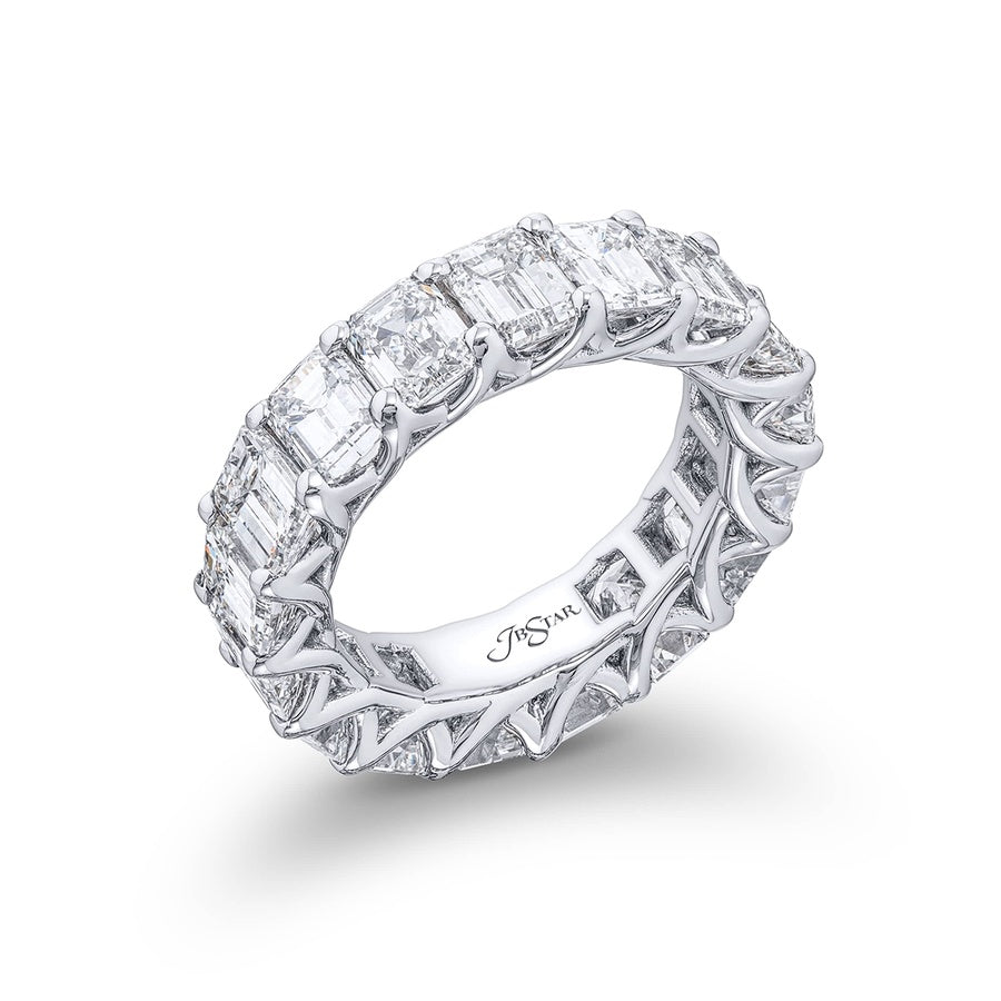 Platinum Emerald-Cut Diamond Eternity Band