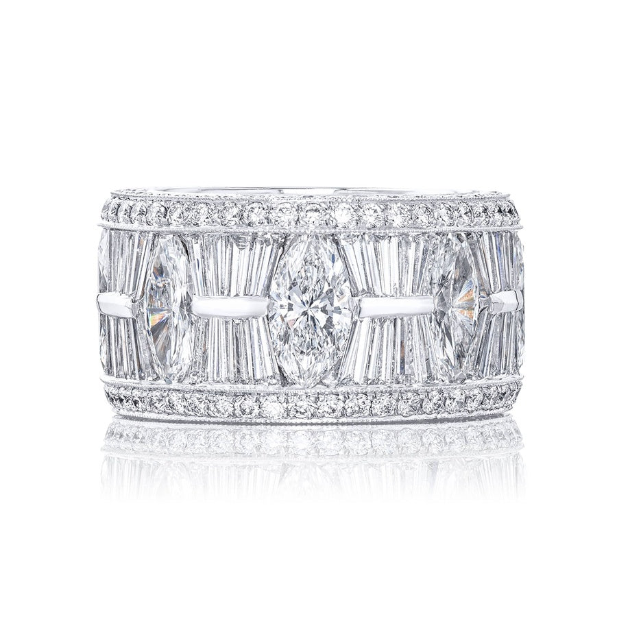 Platinum Tapered Baguette and Marquise Diamond Channel Set Eternity Band