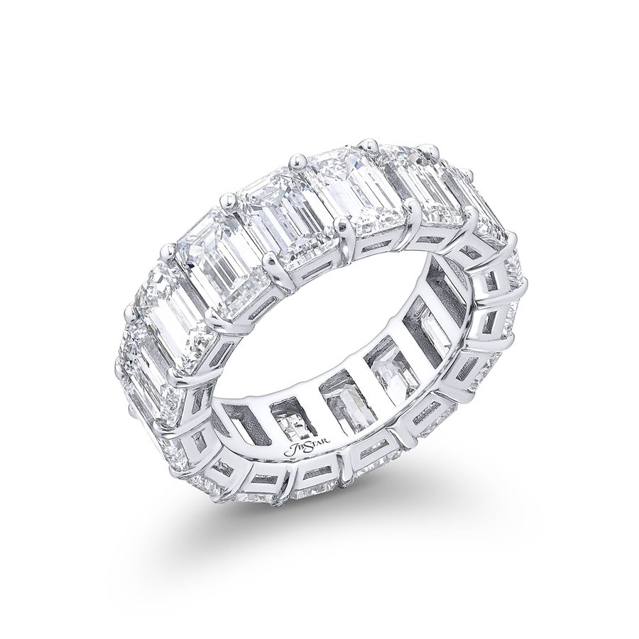 Platinum Emerald-Cut Diamond Certified Eternity Band