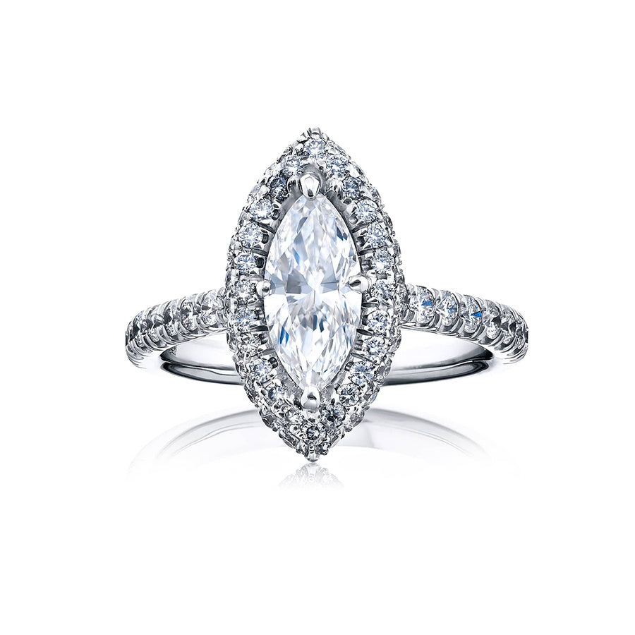 Platinum Marquise Diamond GIA Certified Halo Engagement Ring