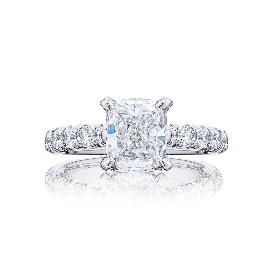 1.70 ct. GIA-Certified Cushion-Cut Diamond Engagement Ring with Round Diamond Shank in Platinum