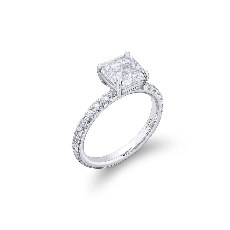 2.09 ct. GIA-Certified Square Emerald-Cut Diamond Ring with Round Accents in Platinum