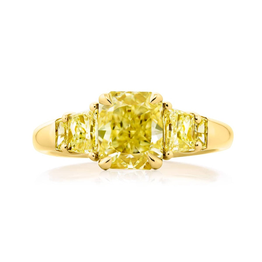 18K Yellow Gold Radiant-Cut Fancy Yellow Diamond GIA Certified Engagement Ring
