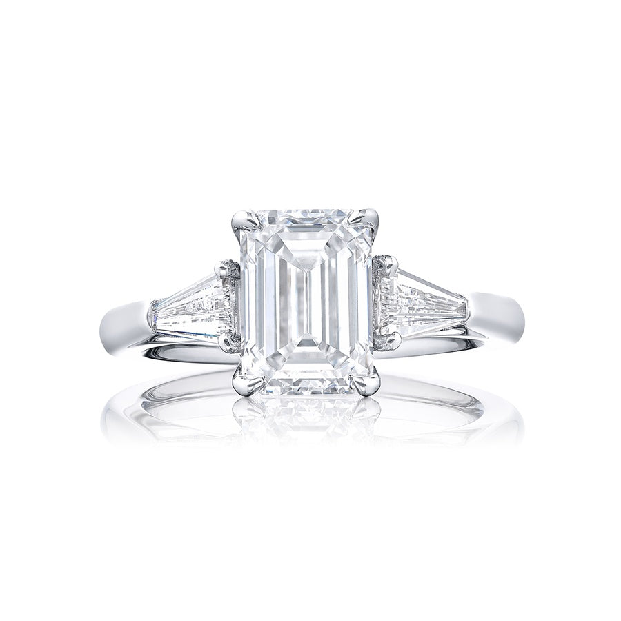Platinum Emerald-Cut Diamond GIA Certified Engagement Ring