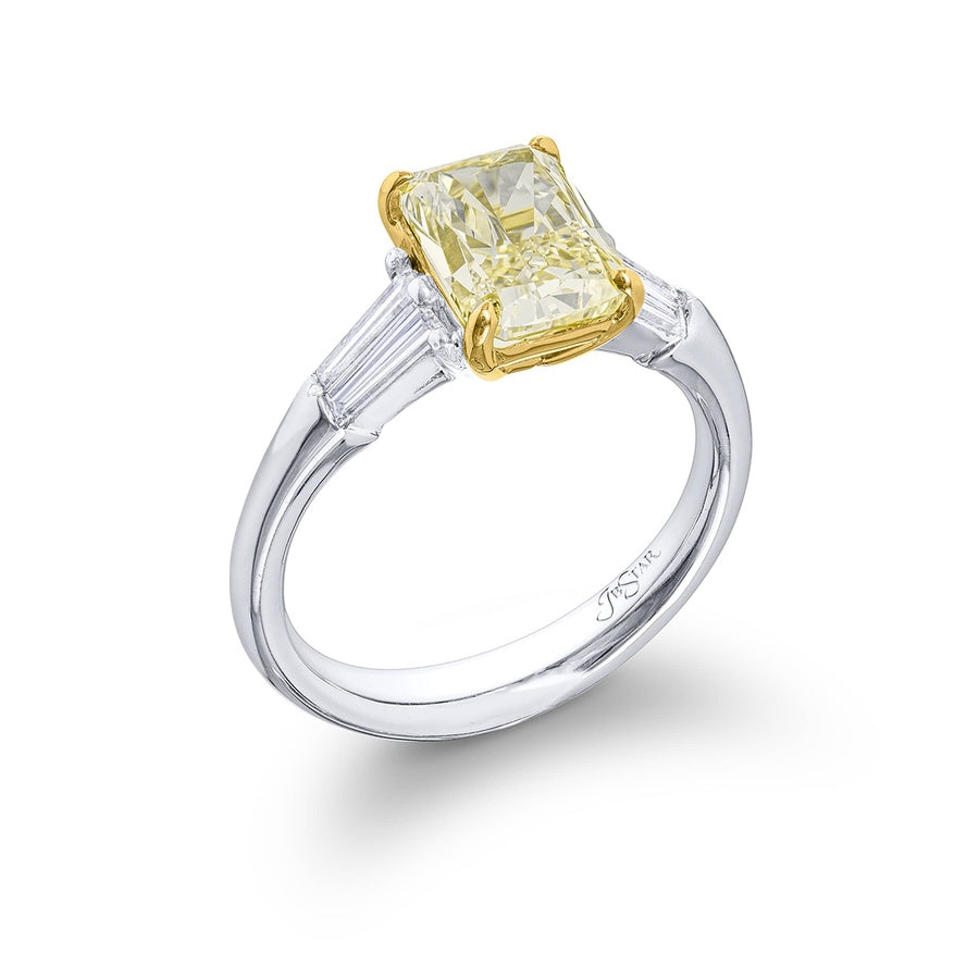 2.54 ct. GIA-Certified Cushion-Cut Fancy Yellow Diamond Engagement Ring in Platinum and 18K Yellow Gold
